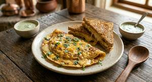 Cheese Omelette with Bread Sandwich