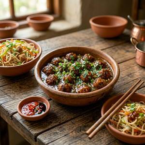 Manchurian with hakka noodles