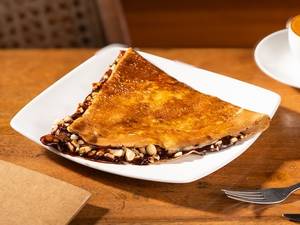 Melted Belgian Chocolate Homemade Caramel Crushed Peanuts Crepe