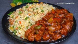 Chicken Burn Garlic Fried Rice With Gravy