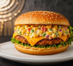 Cheesy Corn Salad Burger