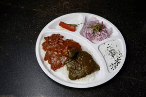 Rice with Palak Rajma and Raita