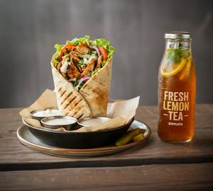 1 Lemon Tea, 1 Chicken Shawarma