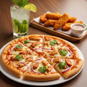 Chicken Pizza +Chicken Fingers+mojito