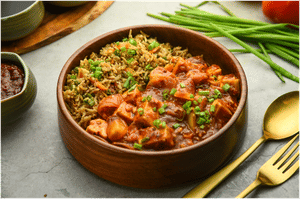 Veg Fried Rice with Chilli Paneer