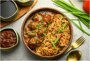 Veg Hakka noodles With Chilli chicken