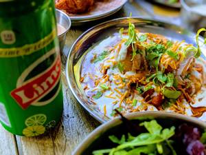Samosa Chaat with cold drink