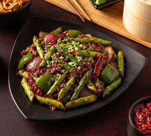 Veg Stir Fried Asparagus Tobanjan Sauce Dry