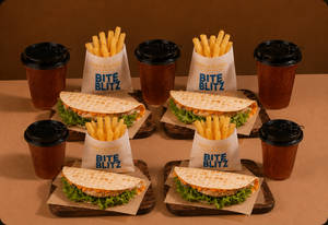 4 Taco Wrap + 4 Fries + 4 Ice Tea