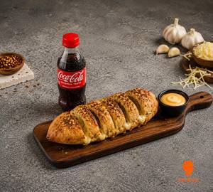 1 Stuff Garlic Bread with Chesse Dip and Coke Soft Beverage [250 ml]