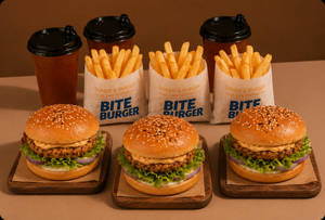3 Grill Chicken Burgers +3 Fries+ 3 Ice Tea