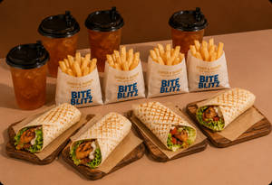 4 Chicken Taco Wrap + 4 Fries + 4 Ice Tea