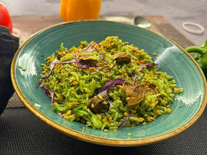 Burnt Garlic Spinch Mushroom Rice
