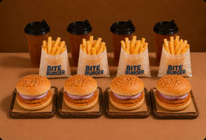 4 Crispy Aloo Burger + 4 Fries + 4 Ice Tea