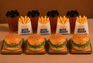 4 Grill Chicken Burger + 4 Fries + 4 Ice Tea