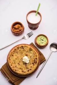 2 Pcs Aloo Paratha With
Punjabi Lassi [Serves 1]