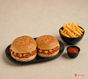 Paneer Butter Hot Dog with French Fries