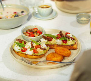 Brie & Bocconcini Pesto Cherry Tomato Caprese Salad On Sourdough