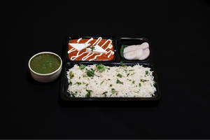 Paneer Butter Masala With
Steam Rice Combo & Salad [Serves 1]