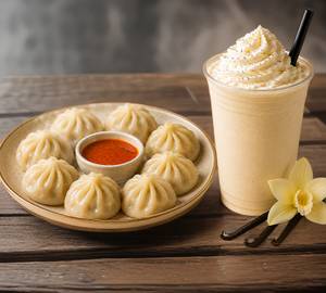 Veg Steam Momos + French Vanilla Thick Shake