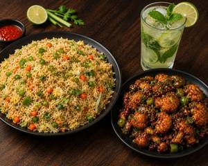 Veg Rice + Gobi Manchurian Dry +Lime Mojito