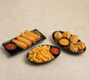 Spring Roll + French Fries + Momos Fried