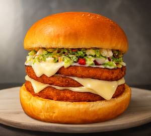 Double veggie double cheese burger