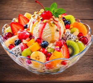 Fruit salad and ice cream