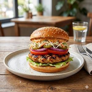 Tandoori Chicken Burger (With Fries)