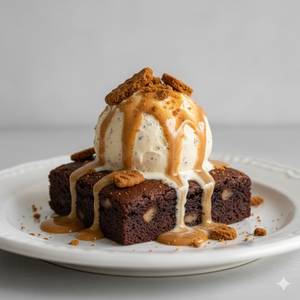 Lotus Biscoff Brownie With Icecream