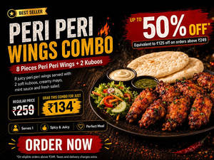 Peri Peri Chicken Wings Meal – 8 Wings + 2 Kuboos