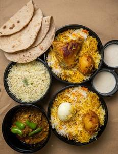 Chicken Biryani, Egg Biryani, Chicken Dehati & Roti Combo