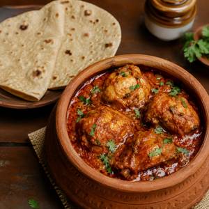 Matka Chicken With Gravy [4 Pieces] and 2 Tawa Roti