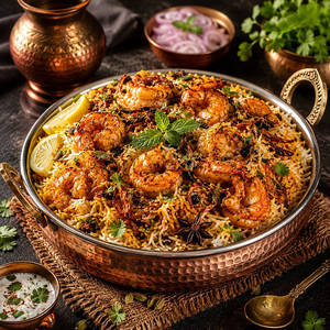 Lucknowi Prawns Biryani
