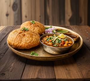 Jodhpuri Pyaaz Kachori With Chole (1 Pc)