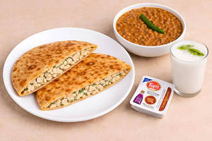 2 Paneer Paratha + Chole With Lassi