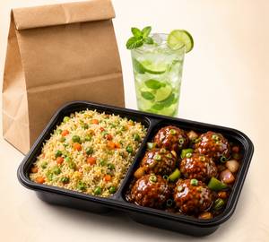 Fried Rice With Manchurian And Mint Mojito
