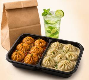 Chilli Momo (8Pcs) + Afgani Momo (8Pcs) with Mint Mojito(450ml)