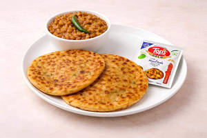 2 Aloo Paratha With Chole Meal