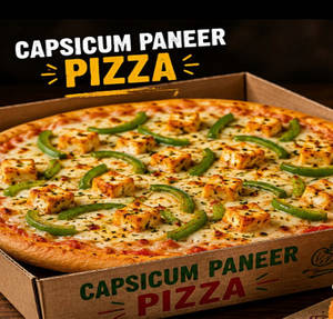 Capsicum & Paneer Pizza With Makhni Sauce