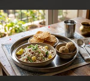 Sabudana Khichdi (450Ml)+Potato Waffers+2Rajgira Laddu