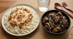 Ghee Rice + Chicken pepper dry