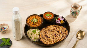 Chole Masala Thali Meal + Tadka Chaach Combo