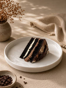 Trible Chocolate Cake Slice