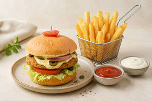 Veg. Cheese Burger With Fries