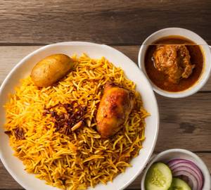 Chicken Biryani With Chicken Chaap