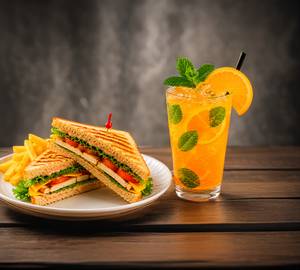 Chicken Sandwich + Orange Mojito