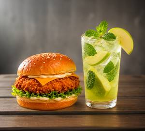 Spicy Chicken Burger + Green Apple Mojito