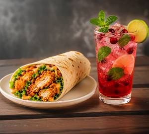 Spicy Chicken Wrap + Cranberry Mojito
