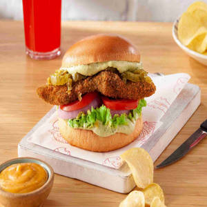 Pesto Fried Fish Burger